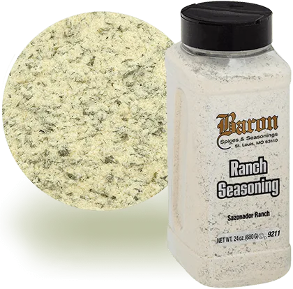 Baron Ranch Seasoning in bulk container for foodservice, featuring dried herb and spice blend ideal for commercial food suppliers and distributors.
