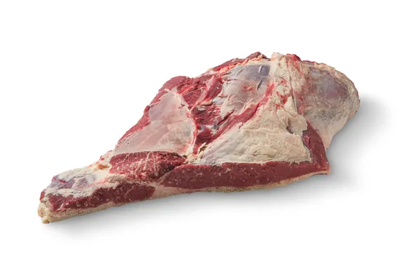 Raw beef brisket wholesale cut showing marbling and fat cap for food service distribution and commercial food processing applications.