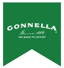 Gonnella bakery logo featuring green banner with white text, established 1886, representing professional wholesale bread and baked goods supplier for foodservice distribution.