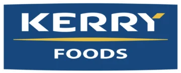 Kerry Foods logo featuring blue background with white text and gold accent stripe, representing a major food manufacturing and distribution company serving foodservice industry clients.