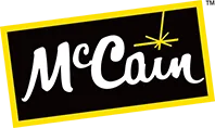 McCain Foods logo representing premium frozen potato products for foodservice, food distribution, and commercial food suppliers in the wholesale industry.
