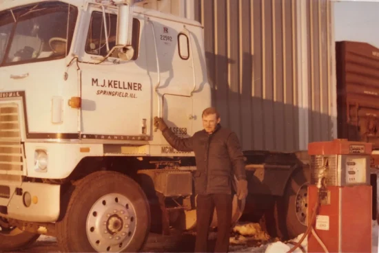 Vintage M.J. Kellner food distribution truck from Springfield, Illinois, representing commercial foodservice logistics and wholesale food supply operations.