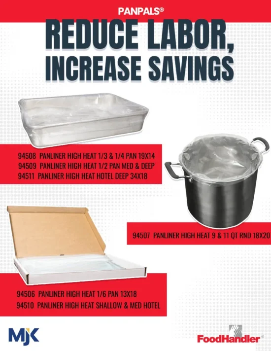 Panpals Panliner high heat disposable food containers including pan liners, hotel pans, and round stockpots for commercial foodservice.