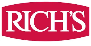 Rich's professional food service brand logo featuring white text on burgundy background, representing wholesale food supplier and manufacturer for foodservice distribution.