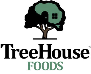 TreeHouse Foods logo featuring a stylized tree with green foliage and a small house window, representing a major food distributor and manufacturer for the foodservice industry.